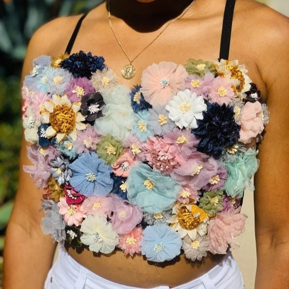 Flower Corset Bustier Crop Top Bra