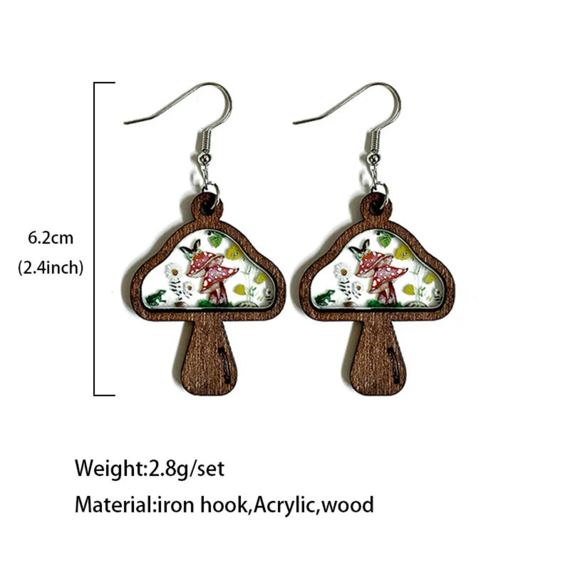 Wooden Drop Earrings for Women