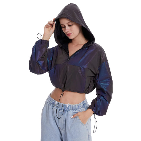 Colorful Reflective Women's Crop Hoodie