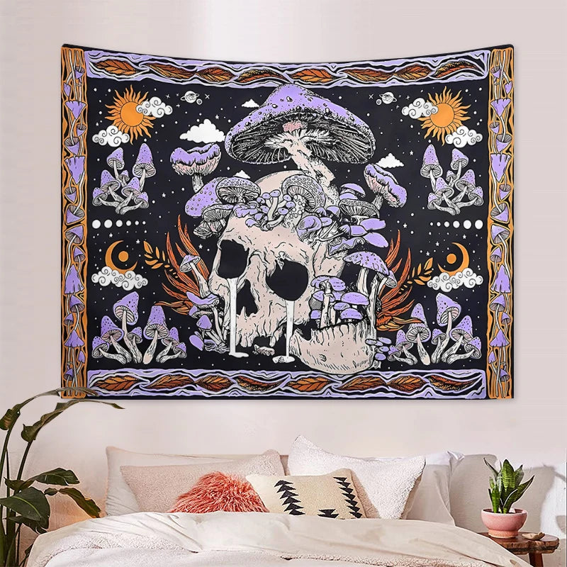 Wall Hanging Skeleton mushroom pattern tapestry