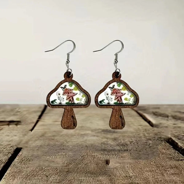 Wooden Drop Earrings for Women