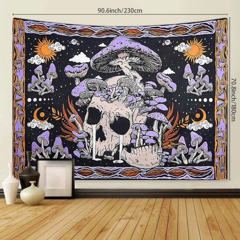 Wall Hanging Skeleton mushroom pattern tapestry