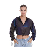 Colorful Reflective Women's Crop Hoodie