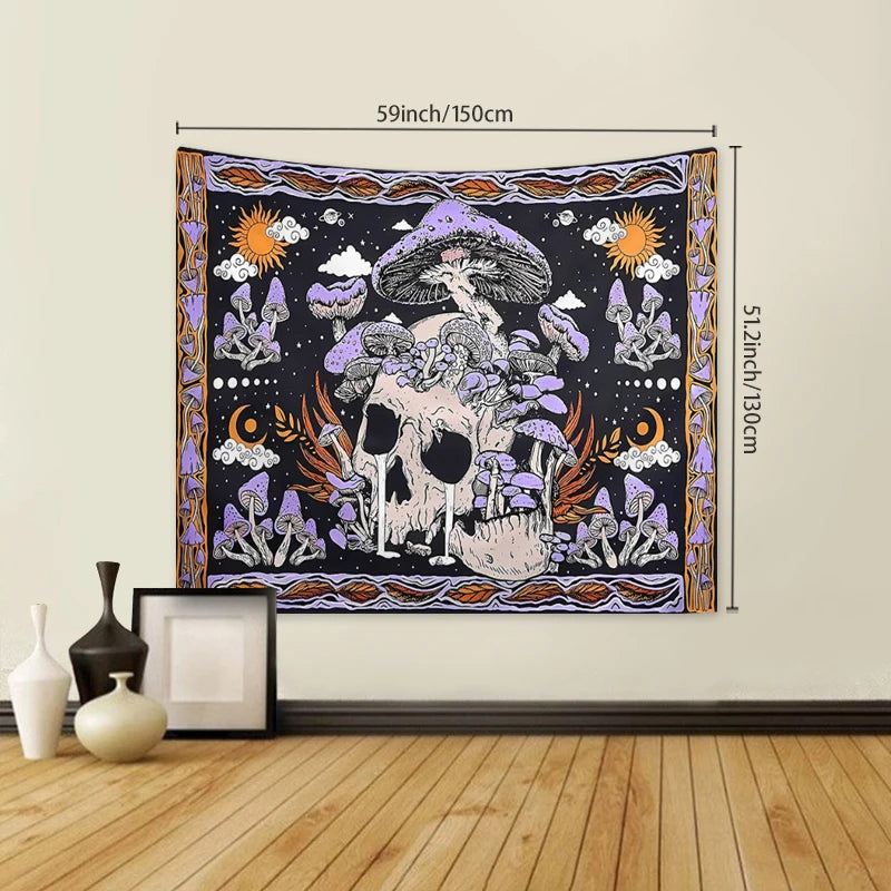 Wall Hanging Skeleton mushroom pattern tapestry