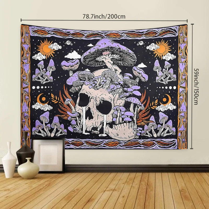 Wall Hanging Skeleton mushroom pattern tapestry