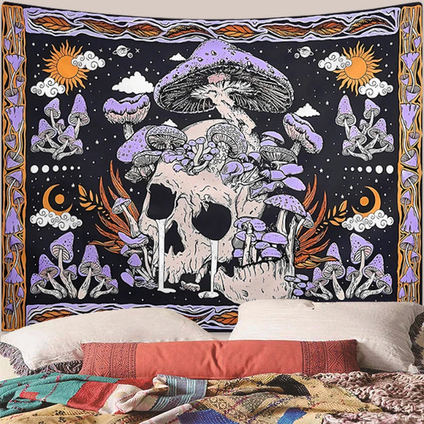 Wall Hanging Skeleton mushroom pattern tapestry