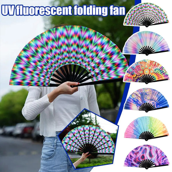 Large Folding Hand Rave Fan