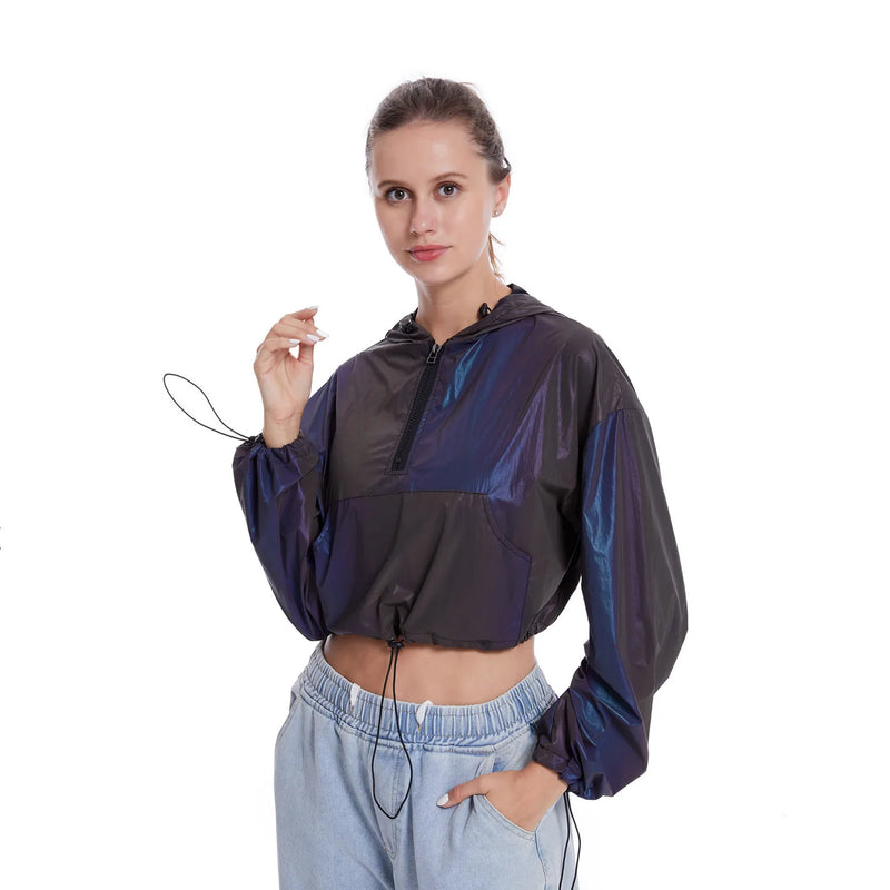 Colorful Reflective Women's Crop Hoodie