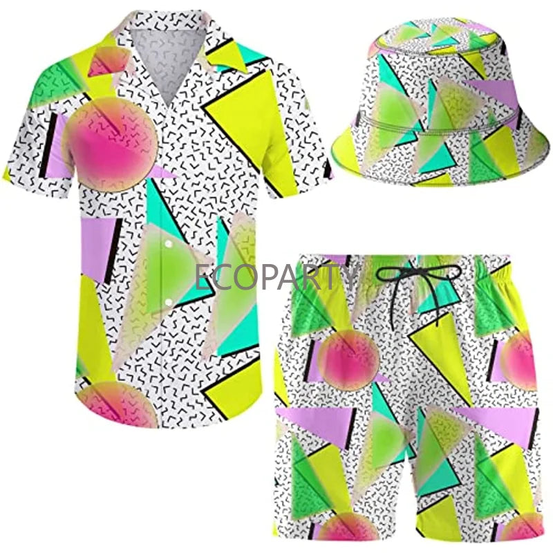 Men's Shirt and Shorts Sets with Bucket Hats