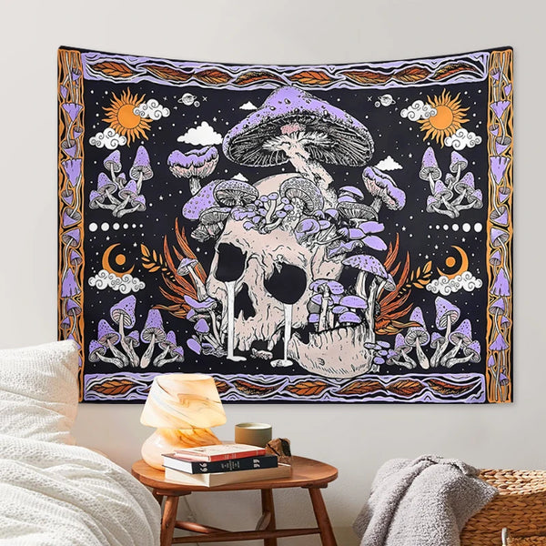 Wall Hanging Skeleton mushroom pattern tapestry