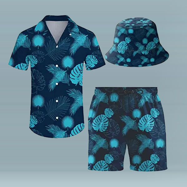 Men's Shirt and Shorts Sets with Bucket Hats